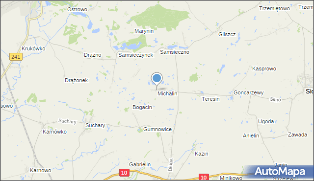 mapa Michalin, Michalin gmina Nakło nad Notecią na mapie Targeo
